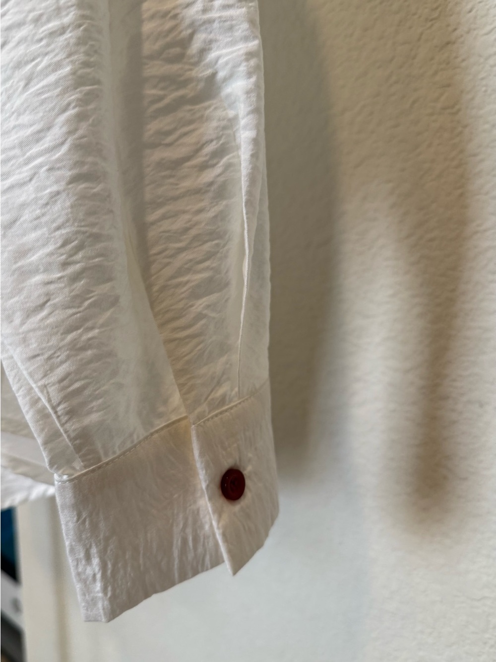 White Ruffle-Collar Button-Up Shirt - Picture 6 of 11